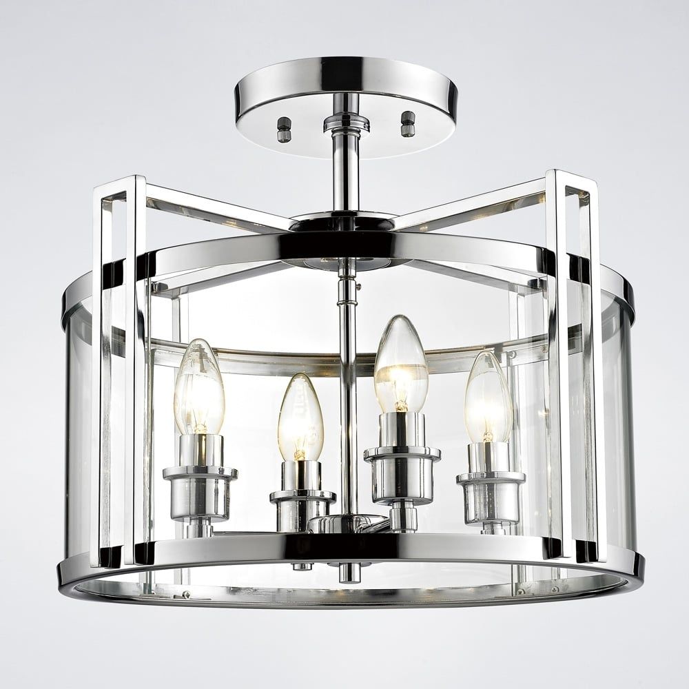 Diyas IL31081 Eaton Semi Ceiling Chrome/glass