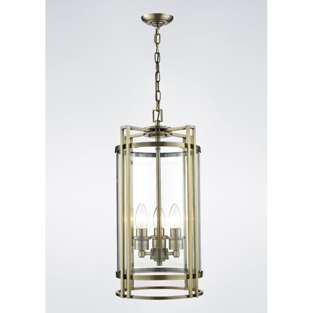 Diyas IL31092 Eaton Pendant Antique Brass/glass