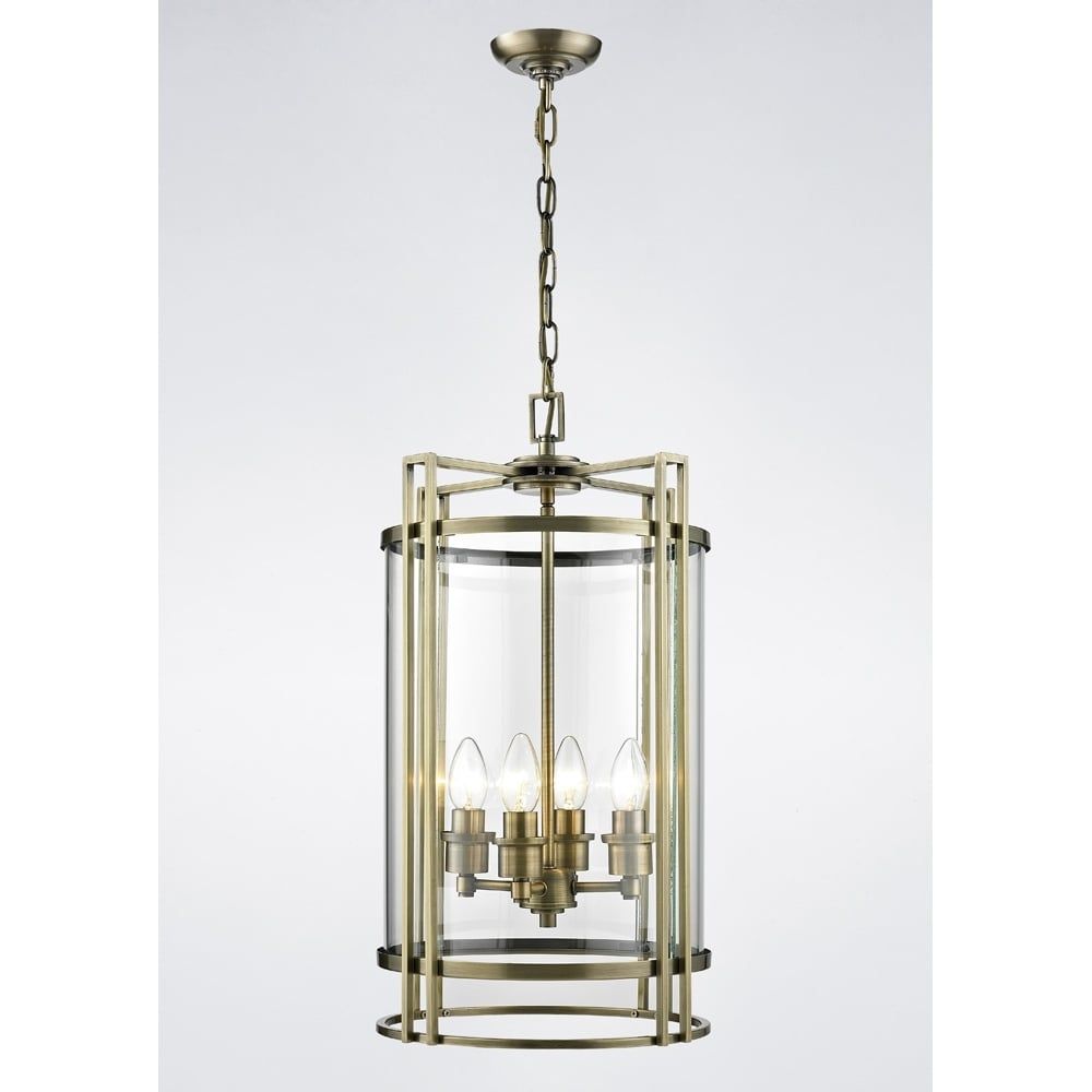 Diyas IL31093 Eaton Pendant Antique Brass/glass