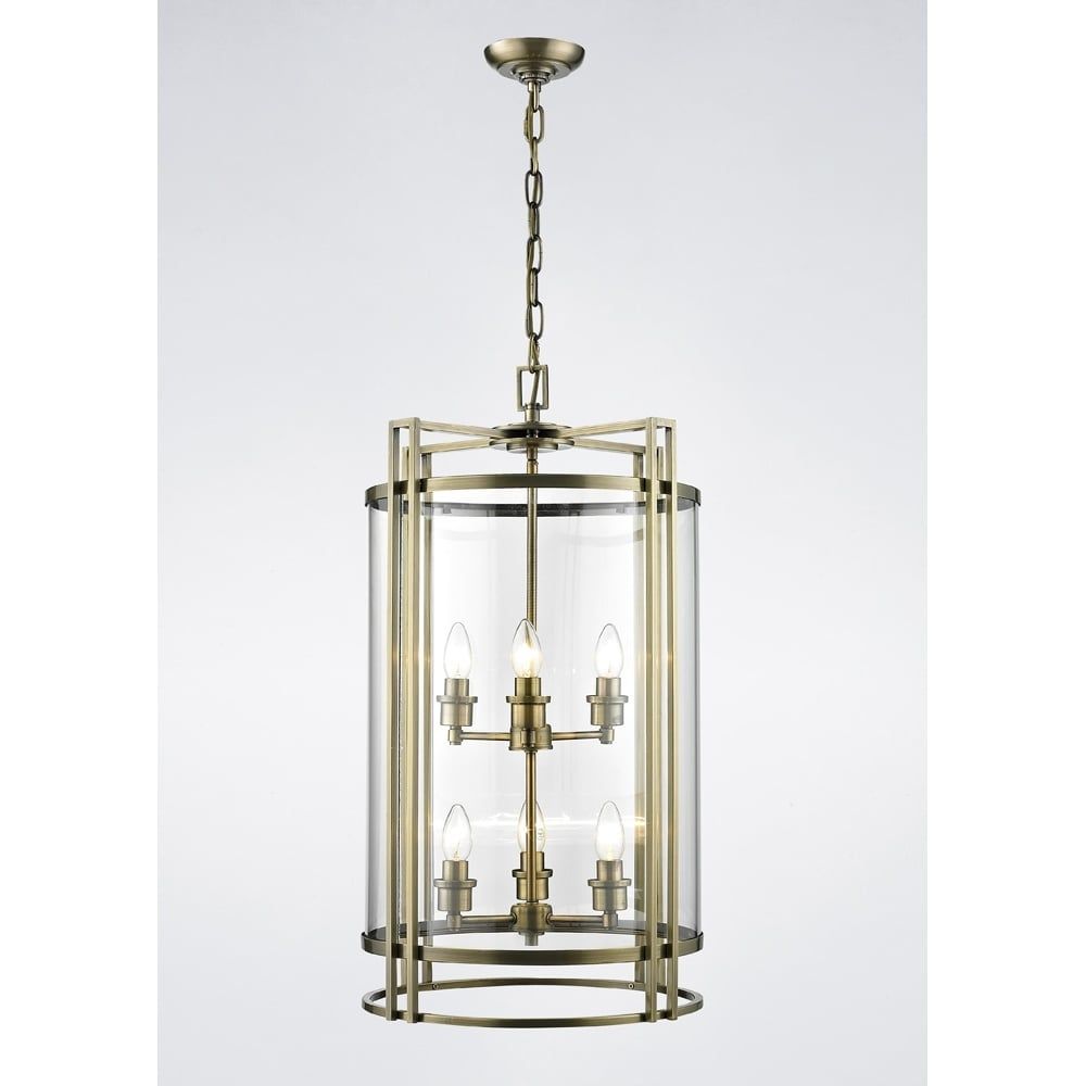 Diyas IL31094 Eaton Pendant Antique Brass/glass