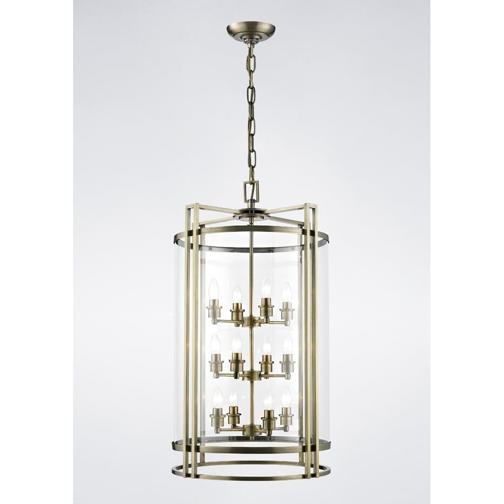 Diyas IL31095 Eaton Pendant Antique Brass/glass