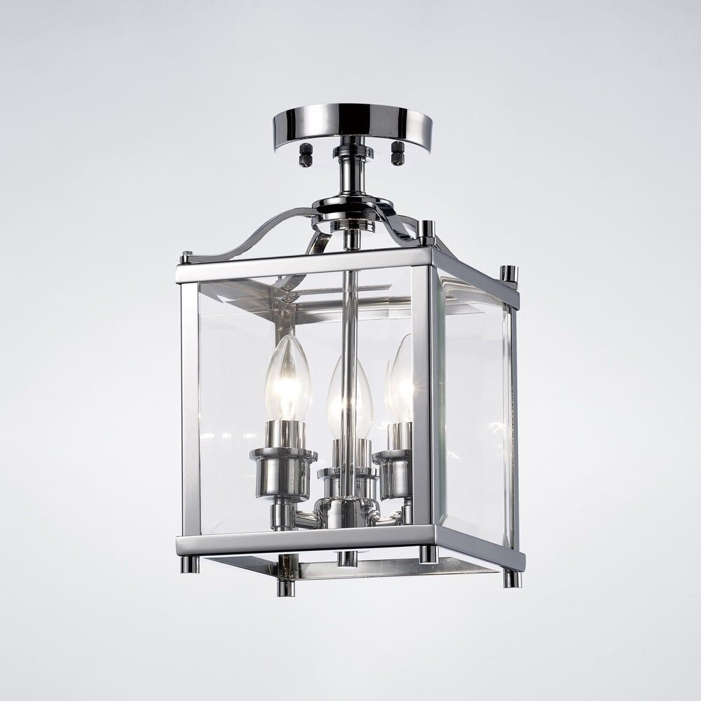 Diyas IL31100 Aston Semi Ceiling Polished Chrome/glass