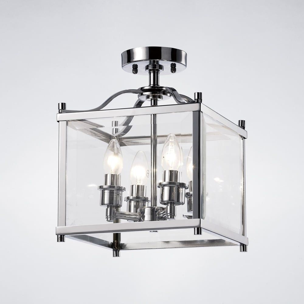 Diyas IL31101 Aston Semi Ceiling Chrome/glass