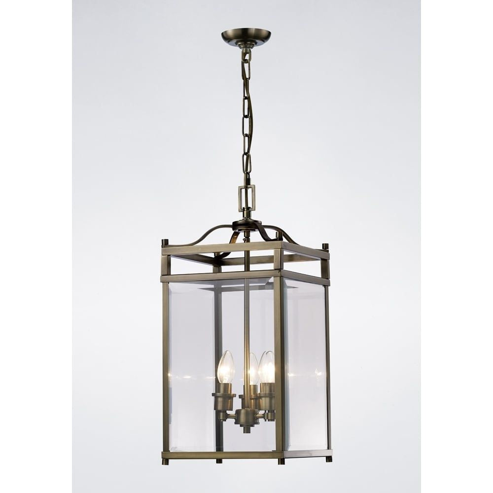Diyas IL31112 Aston Pendant Antique Brass/glass