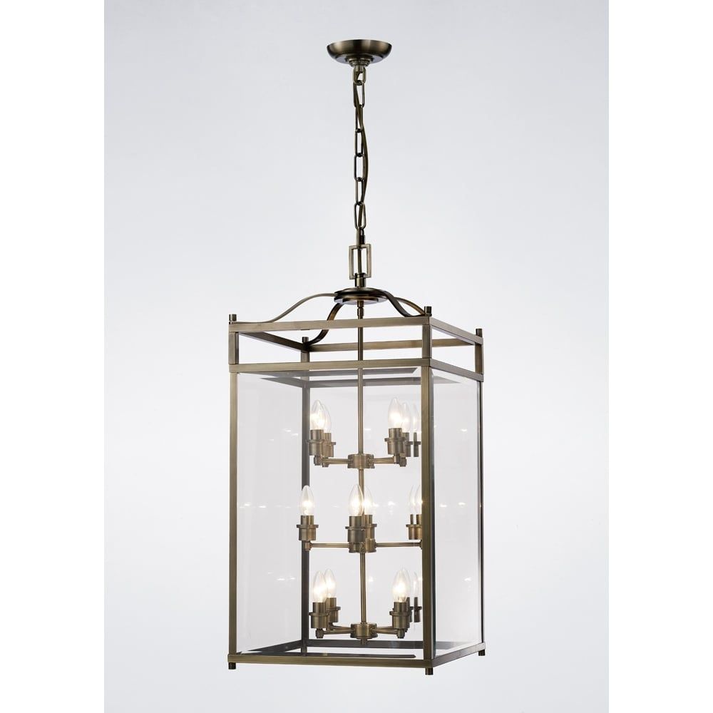 Diyas IL31115 Aston Pendant Antique Brass/glass