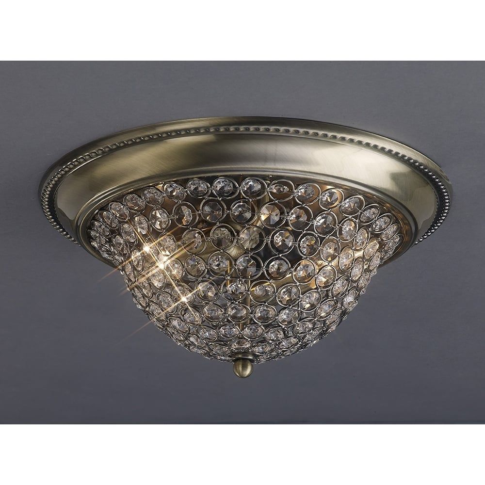 Diyas IL31131 Paloma Ceiling 3 Light Medium Antique Brass/crystal