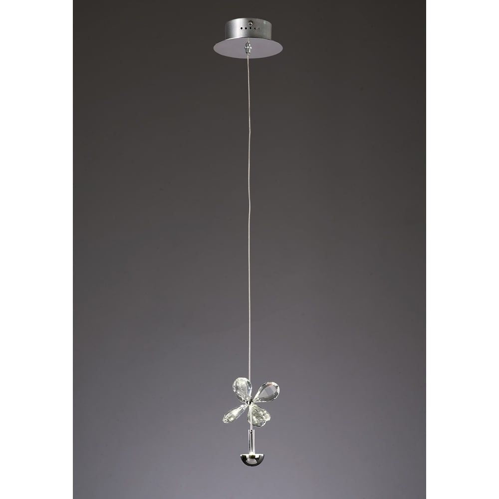 Diyas IL31140 Aviva Pendant 1 Light LED Polished Chrome/crystal