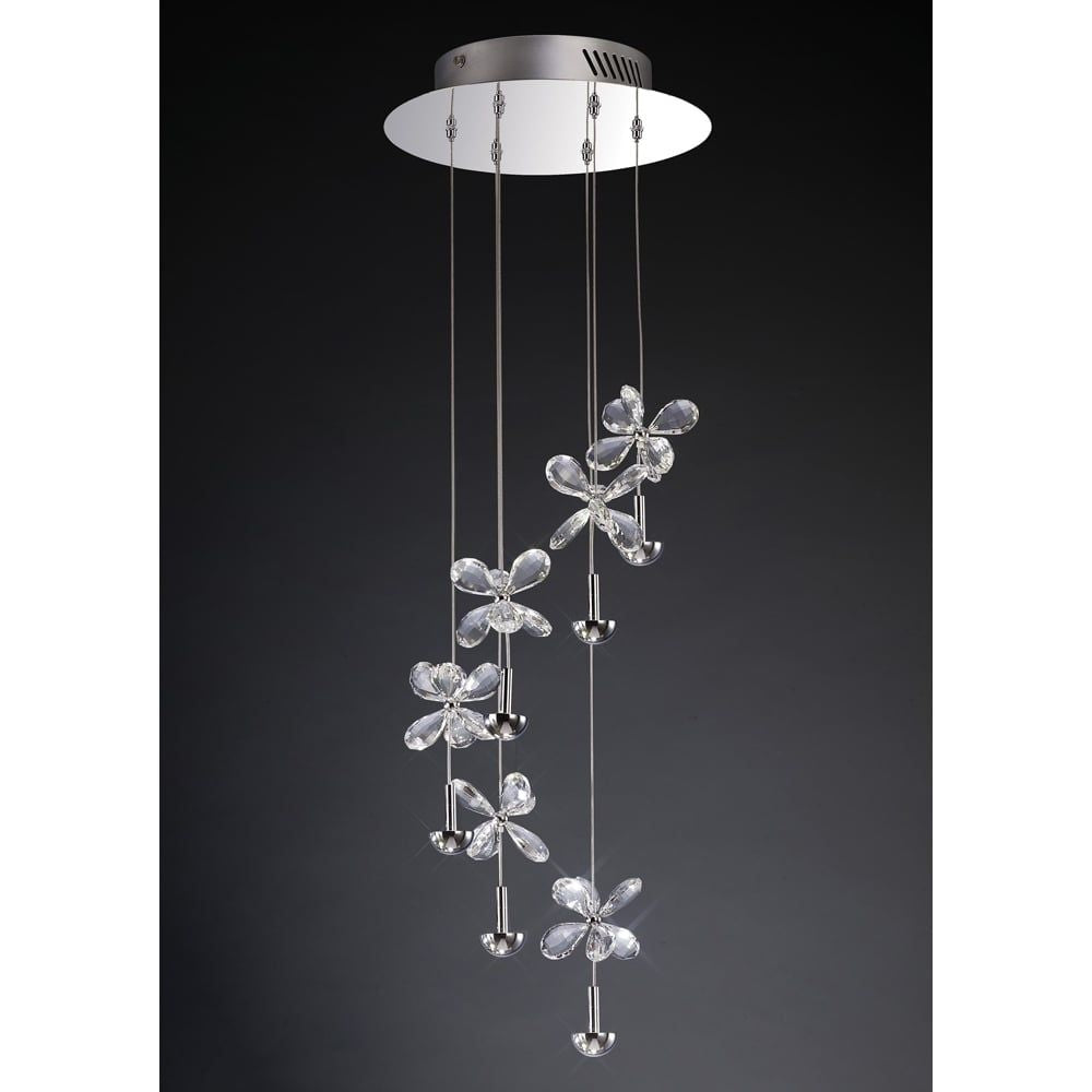 Diyas IL31141 Aviva Pendant 6 Light LED Polished Chrome/crystal