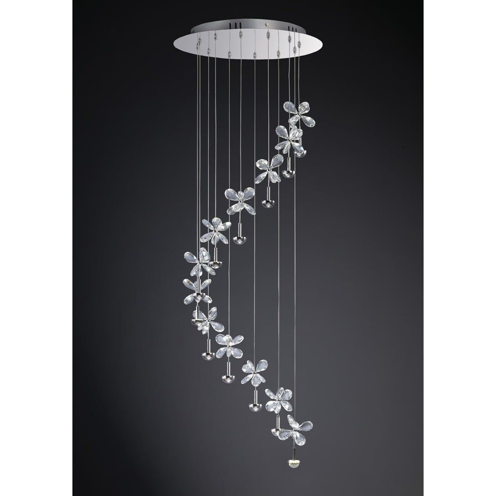 Diyas IL31143 Aviva Pendant 12 Light LED Polished Chrome/crystal