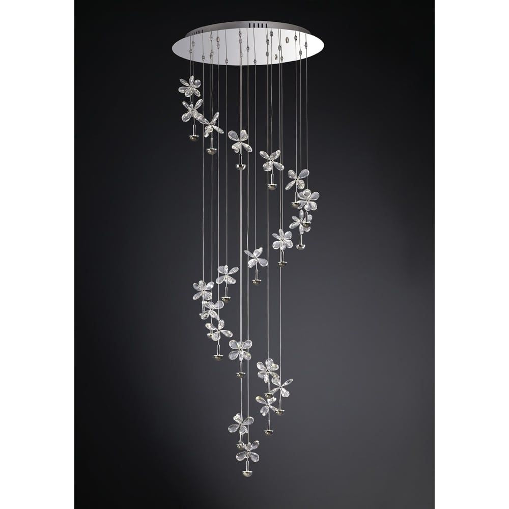 Diyas IL31144 Aviva Pendant 18 Light LED Polished Chrome/crystal