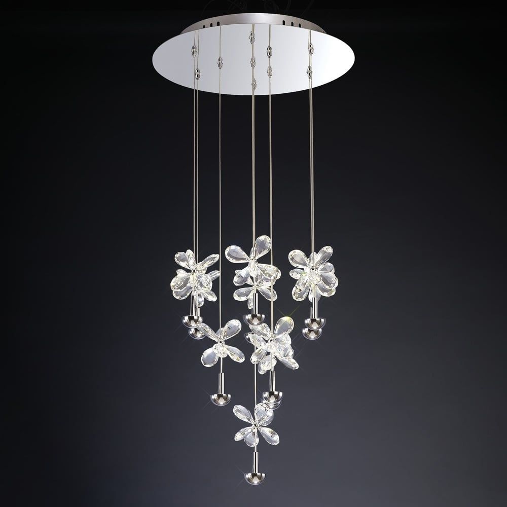 Diyas IL31145 Aviva Pendant 10 Light LED Polished Chrome/crystal
