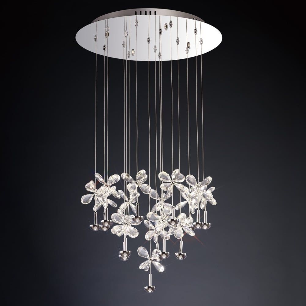 Diyas IL31146 Aviva Pendant 16 Light LED Round Polished Chrome/crystal