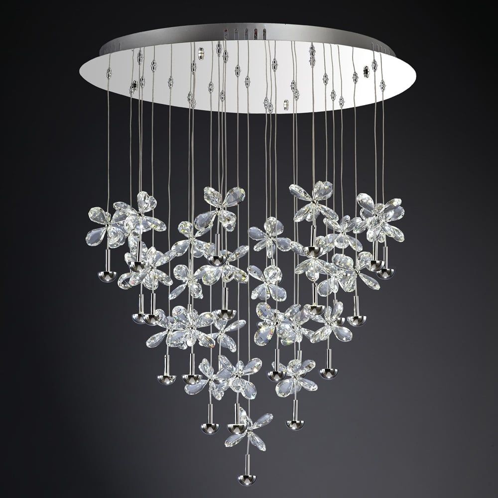 Diyas IL31147 Aviva Pendant 28 Light LED Round Polished Chrome/crystal