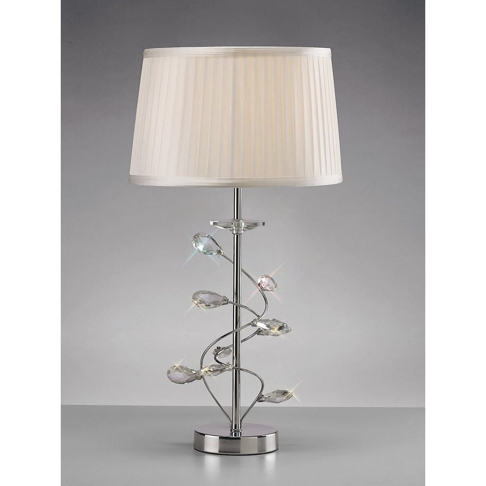 Diyas IL31210 Willow Table Lamp White Shade/crystal