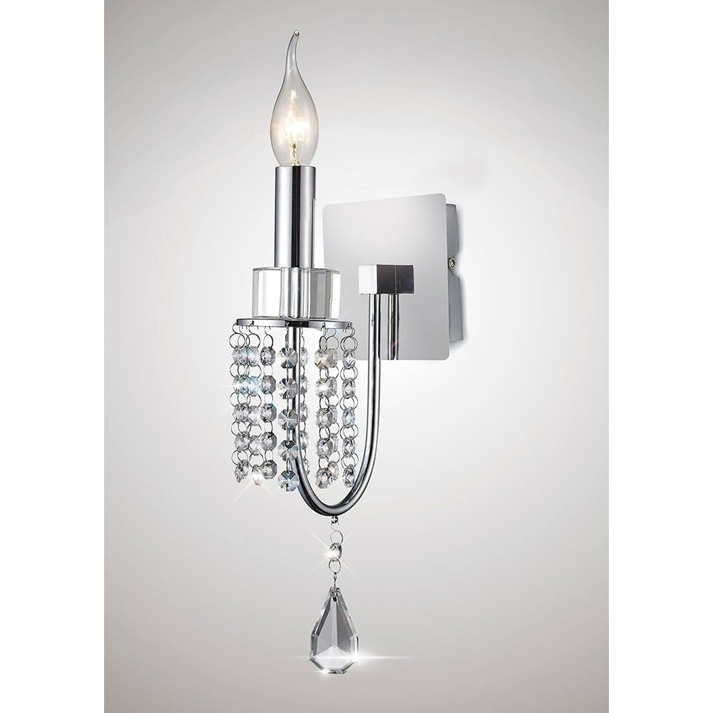 Diyas IL31540 Emily Wall Lamp Switched Polished Chrome/Crystal