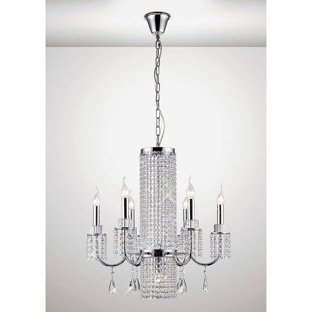 Diyas IL31543 Emily Pendant 6 Light Polished Chrome/Crystal