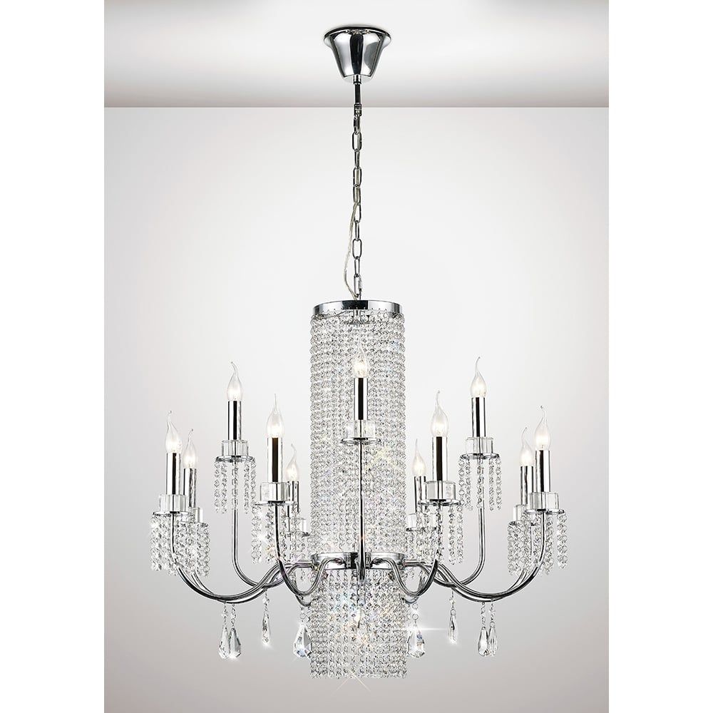 Diyas IL31544 Emily Pendant 8+4 Light Polished Chrome/Crystal