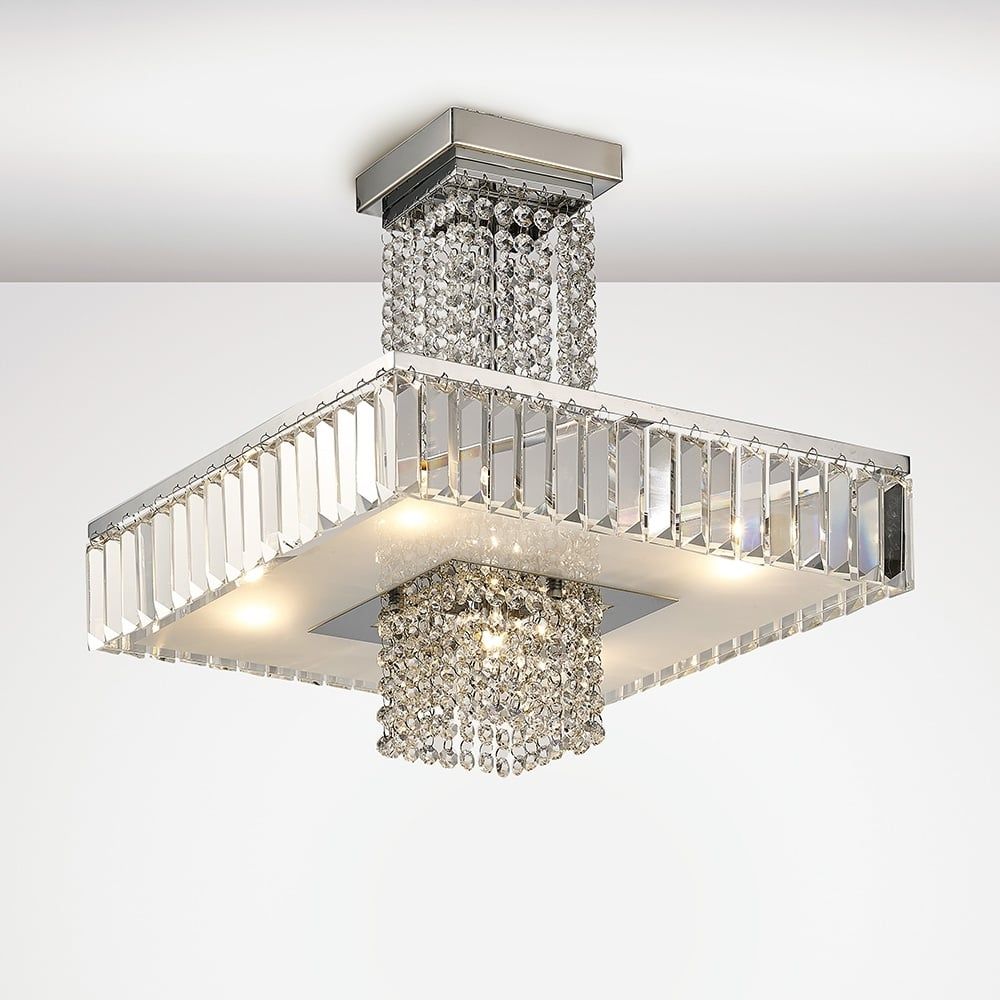 Diyas IL31550 Ophelia Semi Ceiling 5 Light Polished Chrome/Crystal