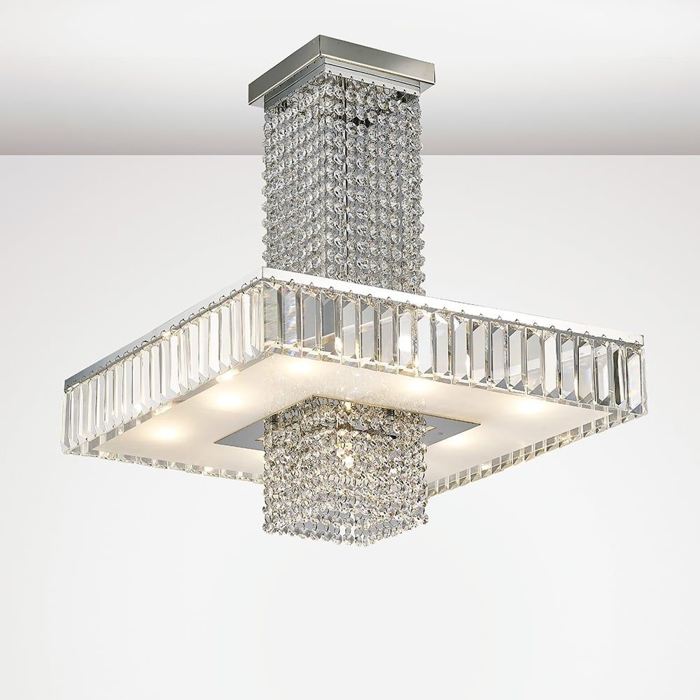 Diyas IL31551 Ophelia Semi Ceiling 8 Light Polished Chrome/Crystal