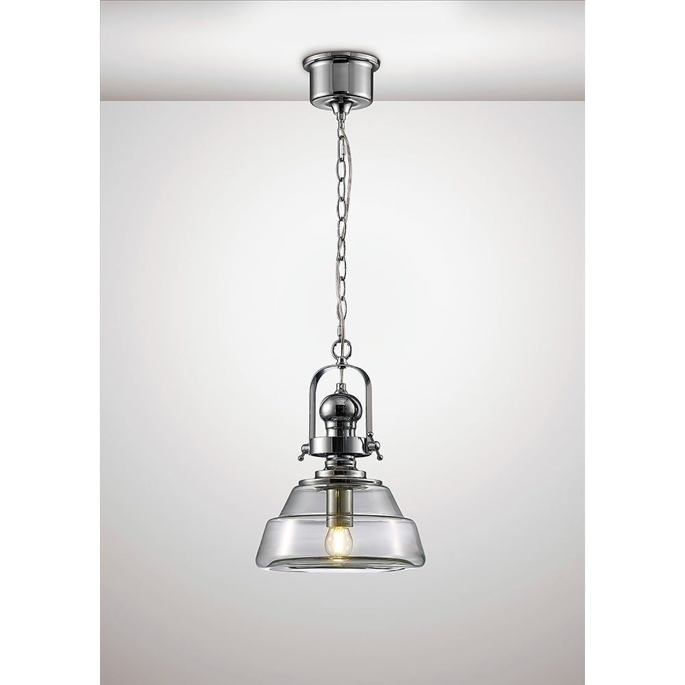 Diyas IL31590 Reyna Single Small Pendant Polished Chrome/Clear Glass
