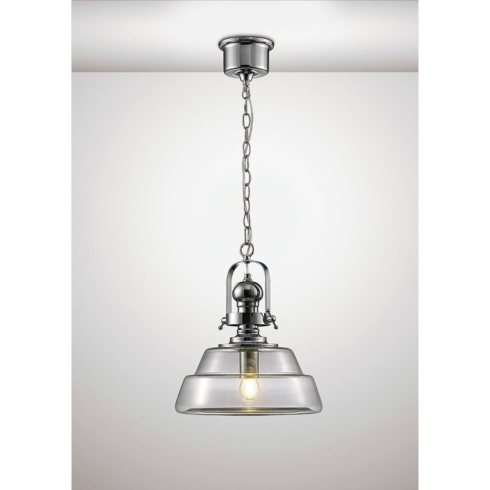 Diyas IL31591 Reyna Single Medium Pendant Polished Chrome/Clear Glass