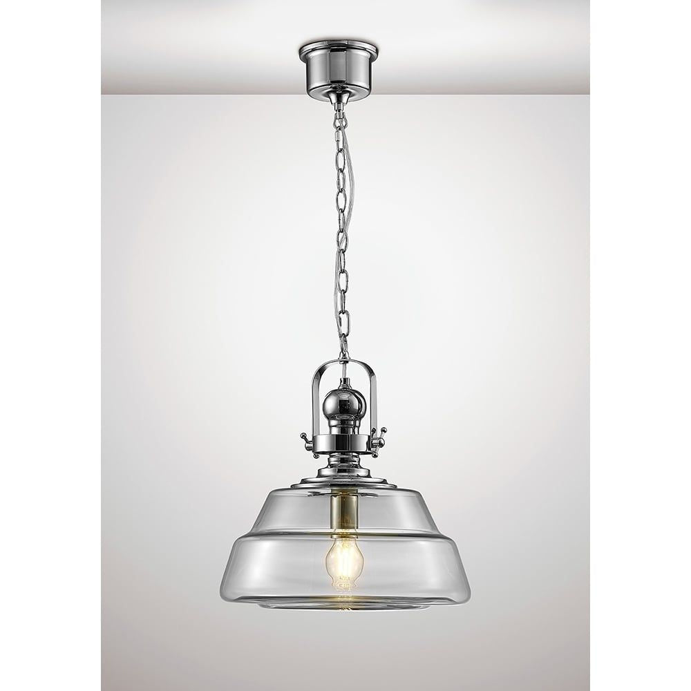 Diyas IL31592 Reyna Single Large Pendant Polished Chrome/Clear Glass