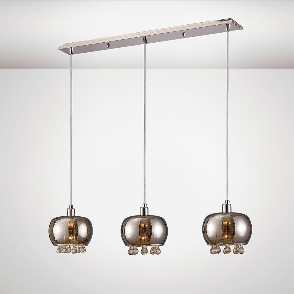 Diyas IL31602 Pandora Pendant 3 Light Linear Mirrored Glass/Chrome