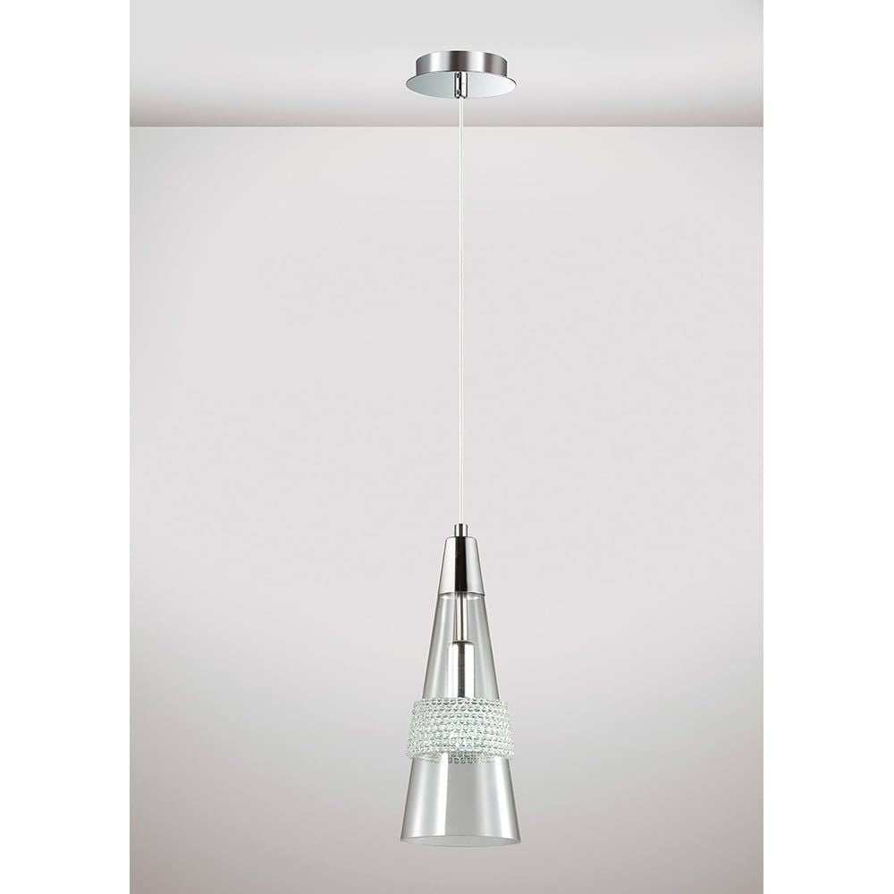 Diyas IL31605 Emilia Single Pendant Polished Chrome/Crystal