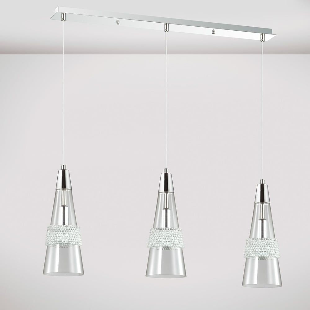 Diyas IL31606 Emilia Pendant 3 Light Linear Polished Chrome/Crystal