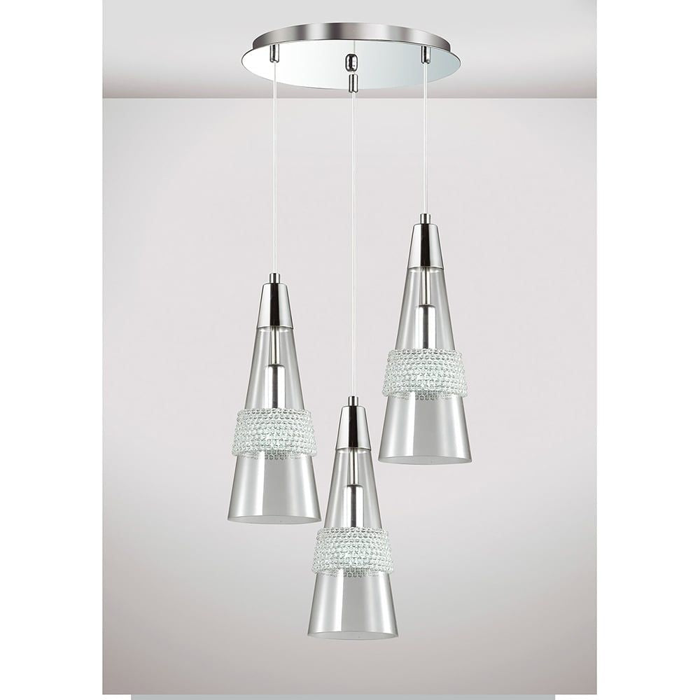 Diyas IL31607 Emilia Pendant 3 Light Round Polished Chrome/Crystal