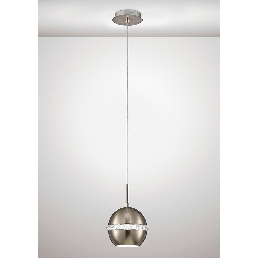 Diyas IL31612 Andrea Single Pendant Satin Nickel/Crystal