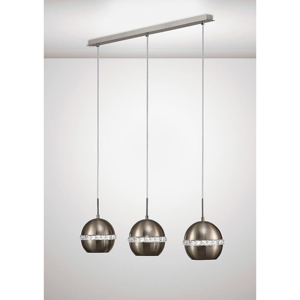 Diyas IL31613 Andrea Pendant 3 Light Linear Polished Chrome/Crystal