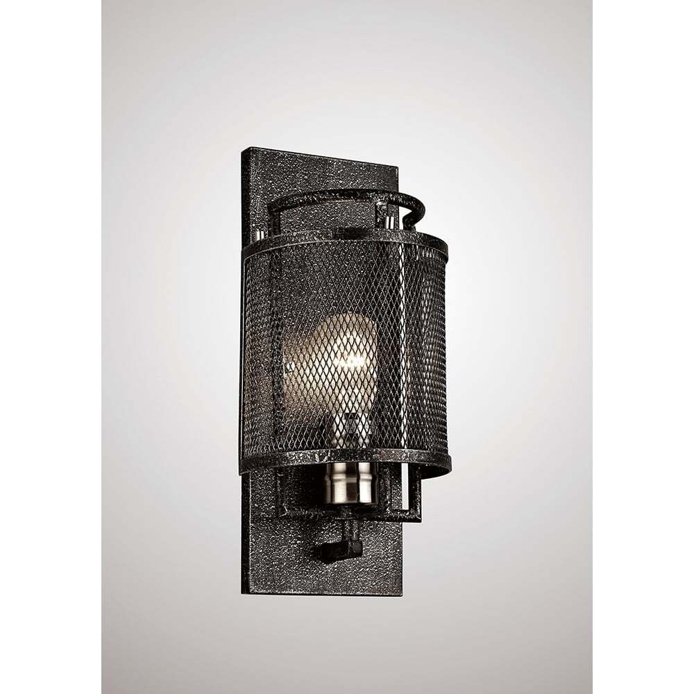 Diyas IL31690 Parker Wall Lamp 1 Light Weathered Zinc/Brushed Nickel