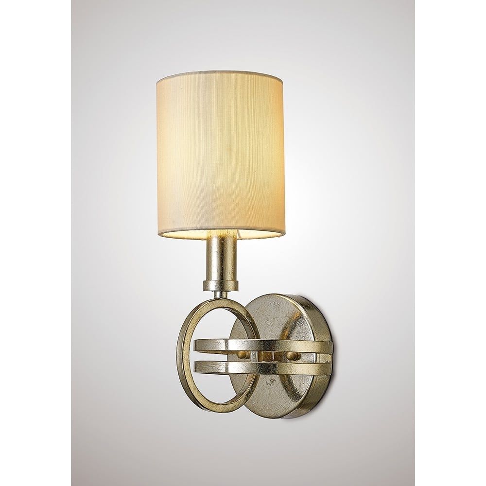 Diyas IL31700 Isabella Wall Lamp Beige Shade 1 Light Antique Silver