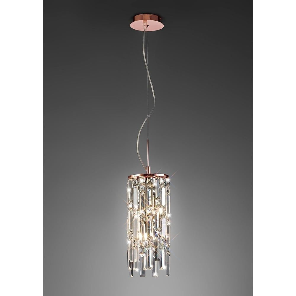 Diyas IL31713 Maddison Pendant Cylinder 2 Light Rose Gold/Crystal