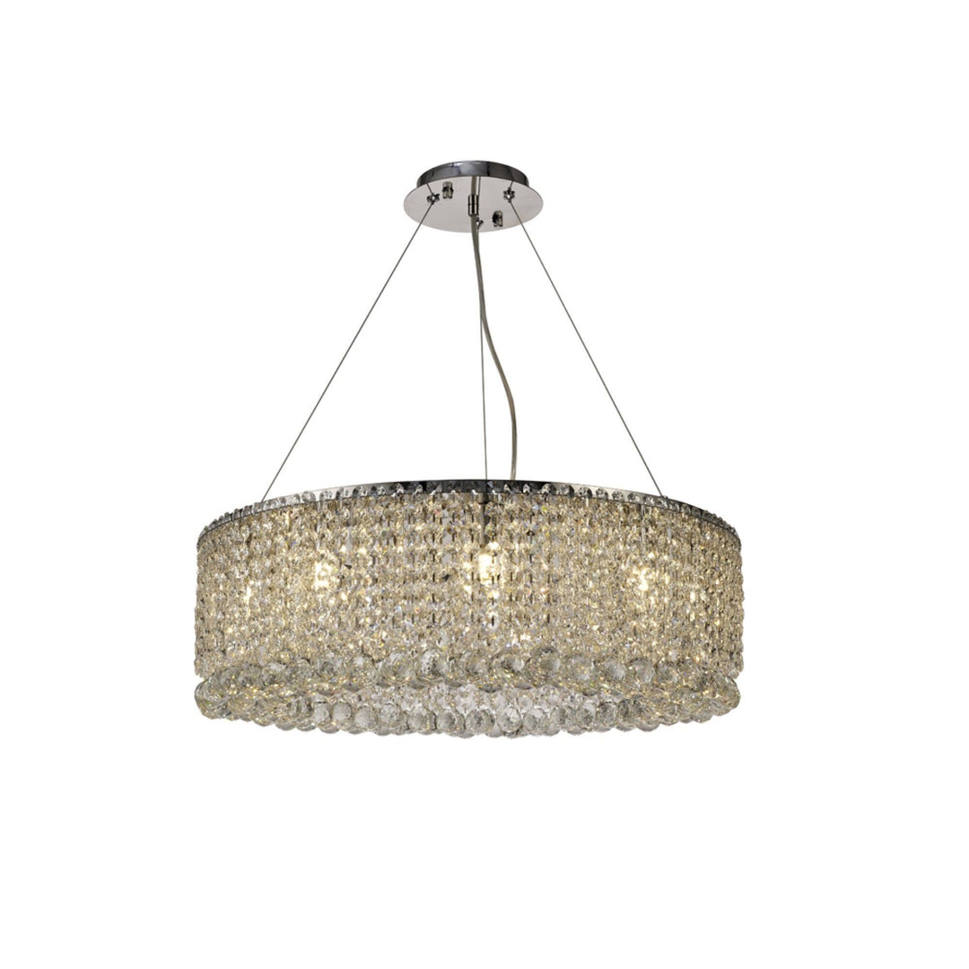Diyas IL31730 Empire 60cm Round Pendant Chandelier, 9 Light G9, Polished Chrome/Crystal