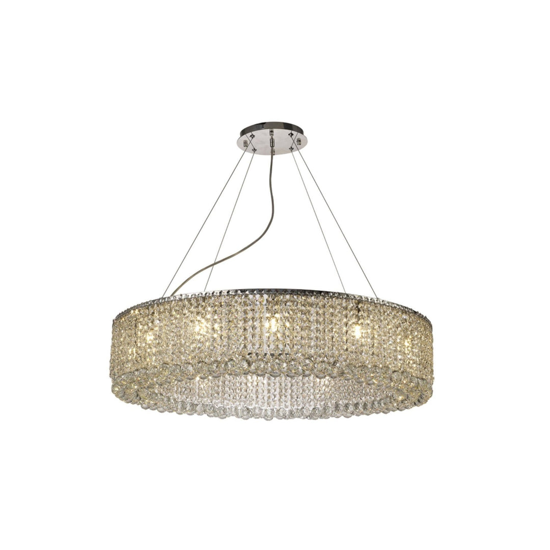 Diyas IL31731 Empire 85cm Round Pendant Chandelier, 12 Light G9, Polished Chrome/Crystal