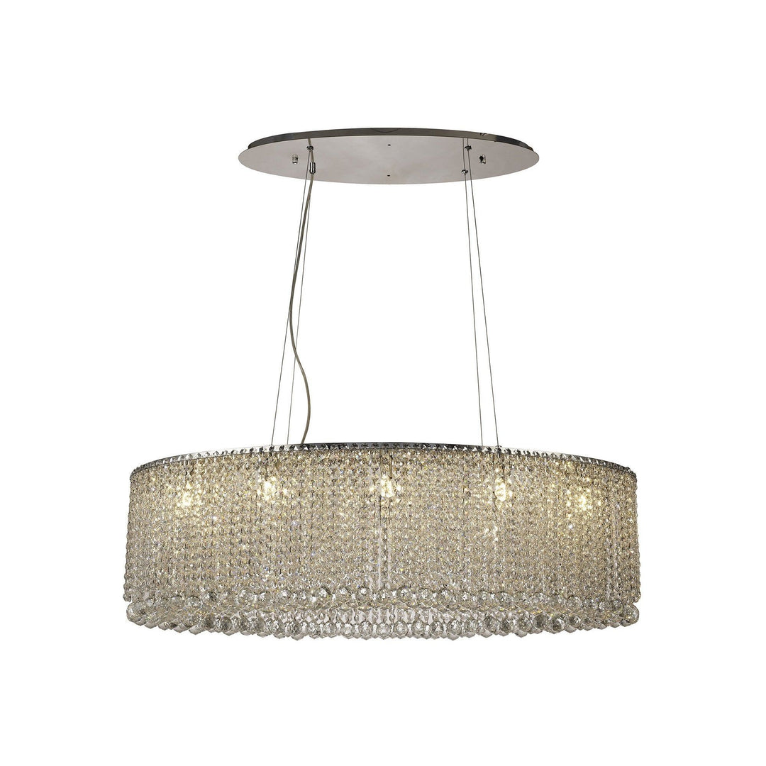 Diyas IL31734 Empire 100x50cm Oval Pendant Chandelier, 10 Light G9, Polished Chrome/Crystal