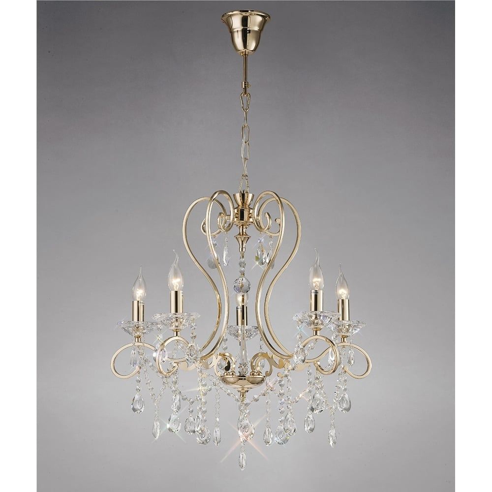 Diyas IL32065 Vela Pendant 5 Light French Gold/crystal