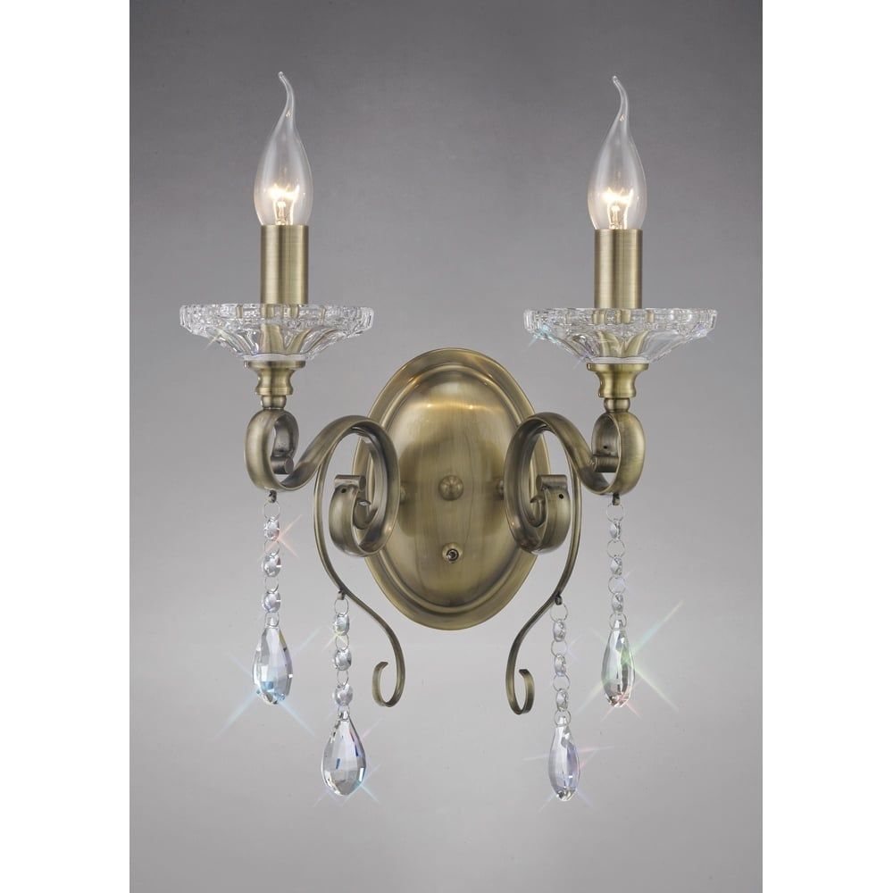 Diyas IL32072 Libra Wall Lamp Antique Brass/crystal