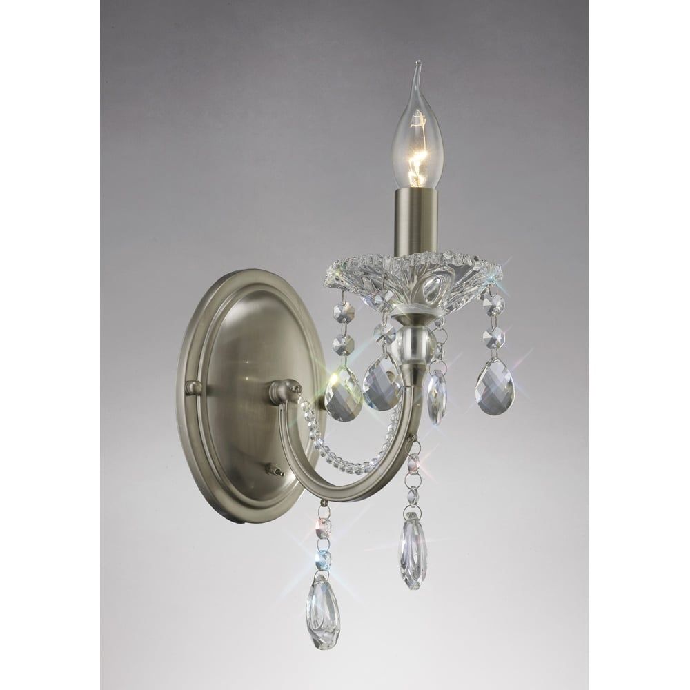 Diyas IL32081 Leana Wall Lamp Satin Nickel/crystal