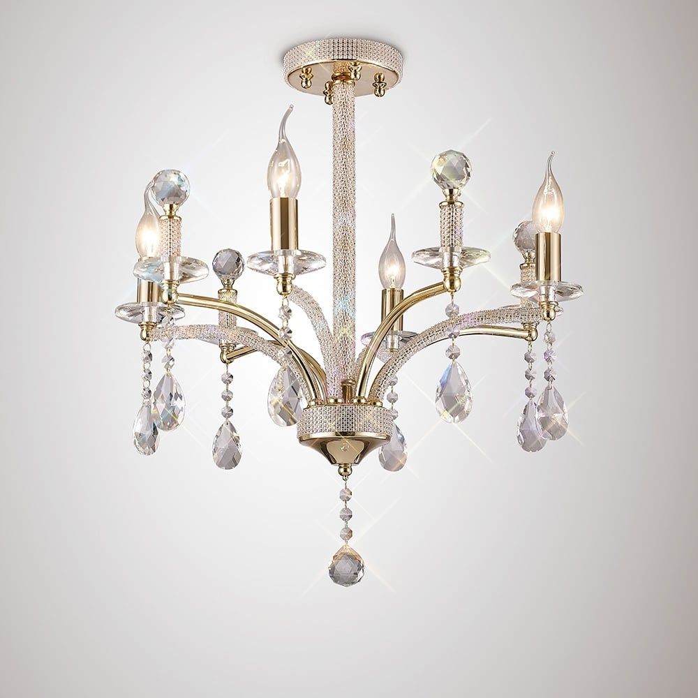 Diyas IL32364 Fiore Pendant 4 Light French Gold/Crystal