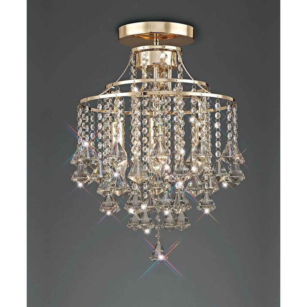 Diyas IL32770 Inina Ceiling 4 Light French Gold/Crystal