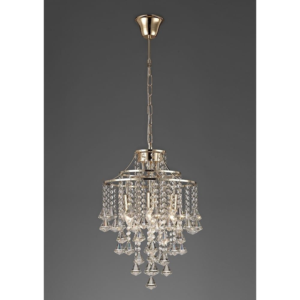 Diyas IL32771 Inina Pendant 4 Light French Gold/Crystal
