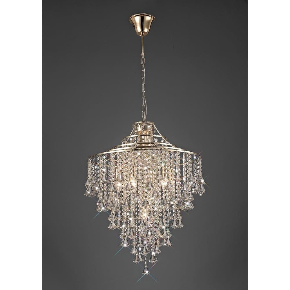 Diyas IL32772 Inina Pendant 7 Light French Gold/Crystal