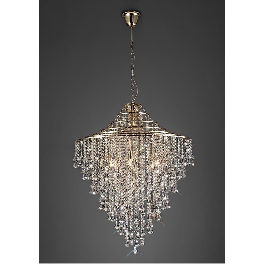 Diyas IL32773 Inina Pendant 9 Light French Gold/Crystal