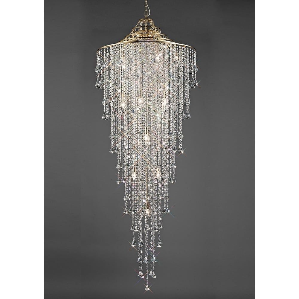 Diyas IL32776 Inina Tall Pendant 15 Light French Gold/Crystal