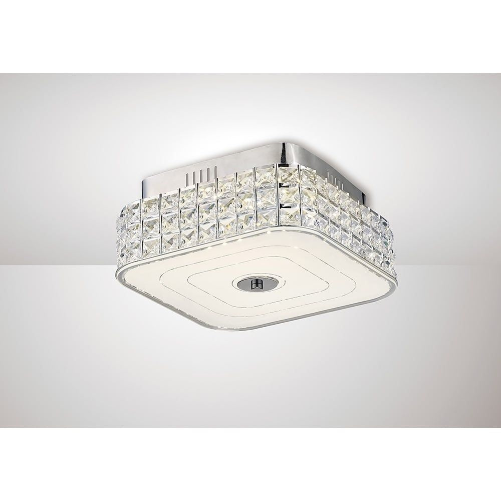 Diyas IL80022 | Hawthorne | LED Square Ceiling Light | Polished Chrome and Crystal