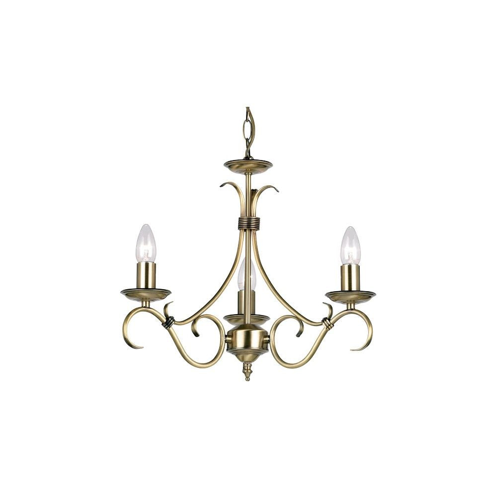 Endon 2030-3AN | Bernice 3-Light Pendant | Antique Brass
