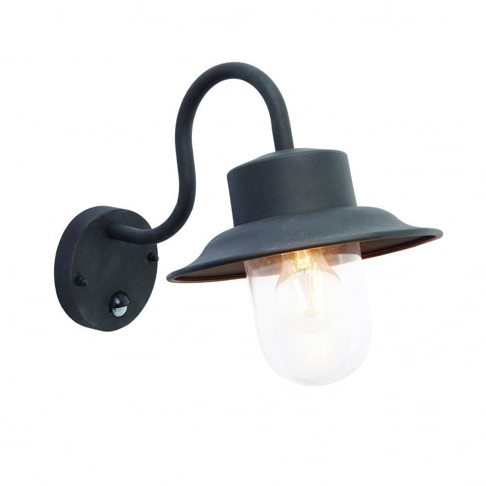 Endon 70331 Chesham PIR Outdoor Wall Light Black And Clear Glass